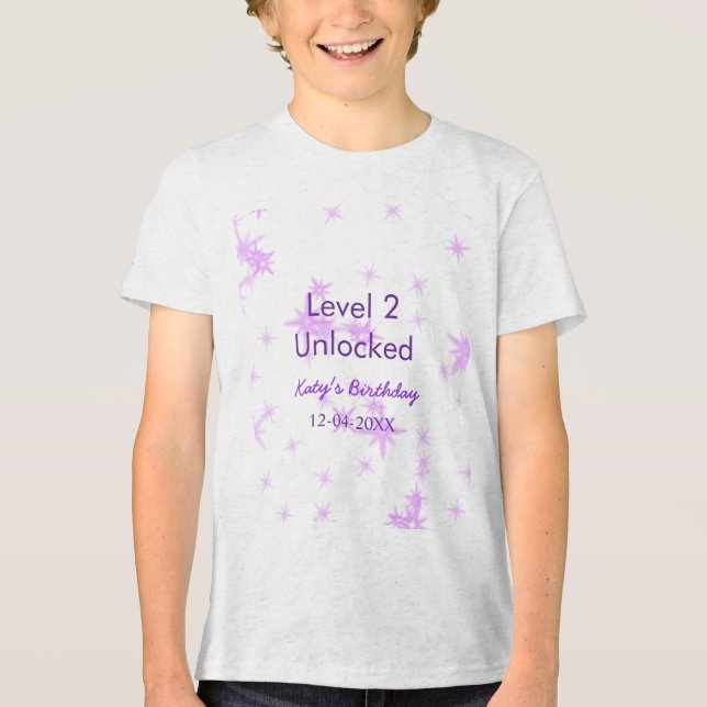 T-shirt En Tri-matière Niveau 2 déverrouillé ajouter nom d'anniversaire d (Recto)