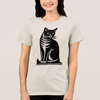 T-shirt En Tri-matière Noble Feline Woodcut Style