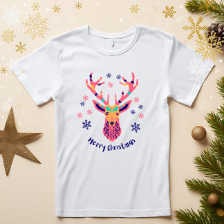 T-shirt En Tri-matière Noël Artistique moderne de rennes colorés