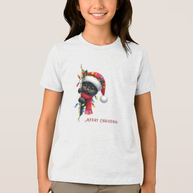 T-shirt En Tri-matière Noël Black Cat Fête (Recto)