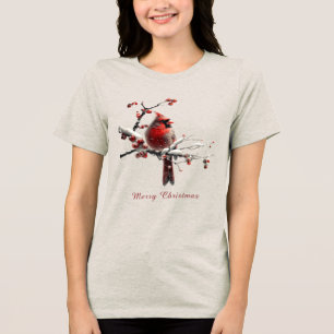 T-shirt En Tri-matière Noël Cardinal Rouge Fêtes Femmes