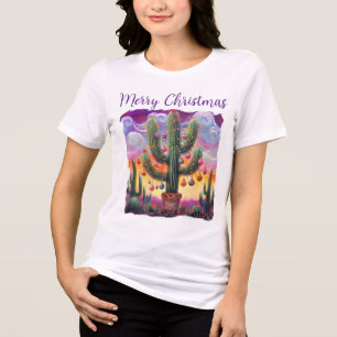T-shirt En Tri-matière Noël dans le désert Sud-Ouest Saguaro Cactus