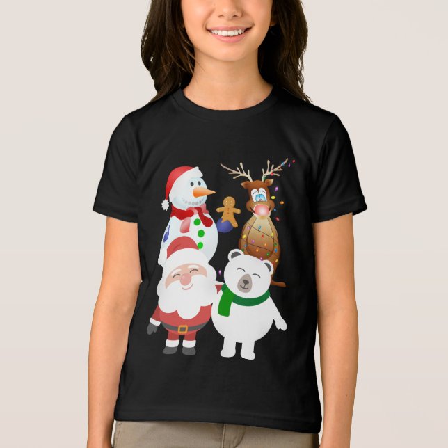 T-shirt En Tri-matière Noël du Père Noël et des amis (Recto)