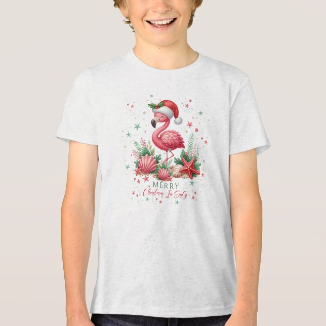 T-shirt En Tri-matière Noël en Flamant rose juillet (Recto)