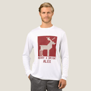 T-shirt En Tri-matière Noël personnalisé de rennes nordiques tricoté