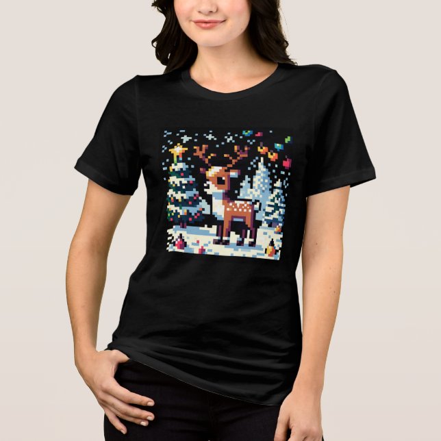 T-shirt En Tri-matière Noël Reinder Winter Wonderland Pixel Art (Recto)