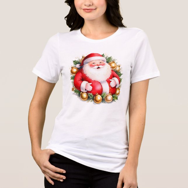 T-shirt En Tri-matière Noël rétro Père Noël Joyeux Noël Père Noël (Recto)