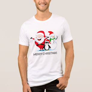 T-shirt En Tri-matière Noël Santa Claus Snowman et Penguin