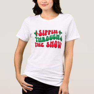 T-shirt En Tri-matière Noël Sippin À Travers La Neige Drôle Hiver