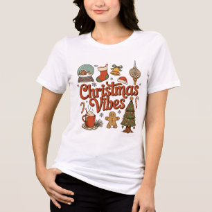 T-shirt En Tri-matière Noël Vibes Boule à Neige Bonhomme en Pain d'Épice 