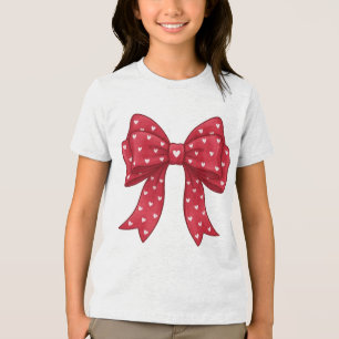 T-shirt En Tri-matière Nœud rouge élégant minimaliste coquette avec cœurs