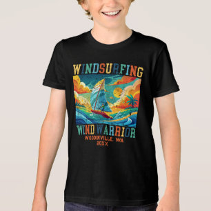 T-shirt En Tri-matière Nom de l'emplacement du surfeur de planche à voile