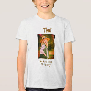 T-shirt En Tri-matière nom de photo d'anniversaire 10 ans date simple mar