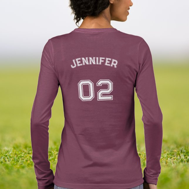 T-shirt En Tri-matière Nom du joueur Jersey nombre femmes Maroon long man (Player Name Jersey Number Women Maroon Long Sleeve Tri-Blend Shirt)