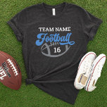T-shirt En Tri-matière Nom et numéro du joueur de football personnalisé n<br><div class="desc">T-Shirt de football avant et arrière personnalisées - illustré en noir de charbon de bois Le design comporte un libellé de script "Football" avec du texte qui peut être customisé pour le nom de l'équipe, le nom du joueur et le numéro de maillot. Des couleurs blanches, bleues et grises peuvent...</div>