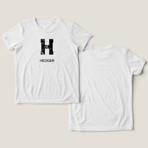 T-SHIRT EN TRI-MATIÈRE NOM MONOGRAMME À UNE LETTRE MINIMALISTE NOIR BLANC