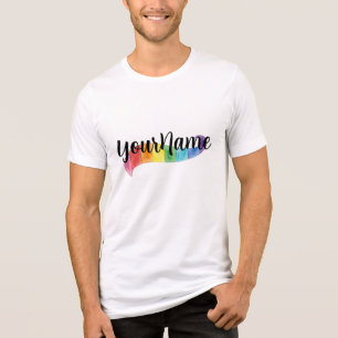 T-shirt En Tri-matière Nom personnalisé Aquarelle arc-en-ciel Mois de la