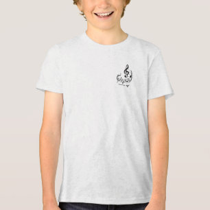 T-shirt En Tri-matière Notes de musique avec clé à trois sur le personnel