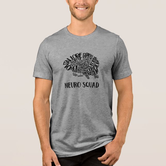 T-shirt En Tri-matière Nuage de mots de cerveau Neuro Squad en noir (Recto)