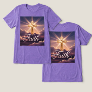 T-shirt En Tri-matière Nuages violets Croix dorée Foi