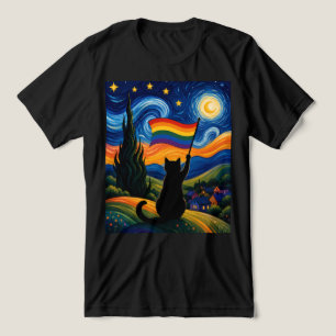 T-shirt En Tri-matière Nuit étoilée féline de la fierté dans le style Van