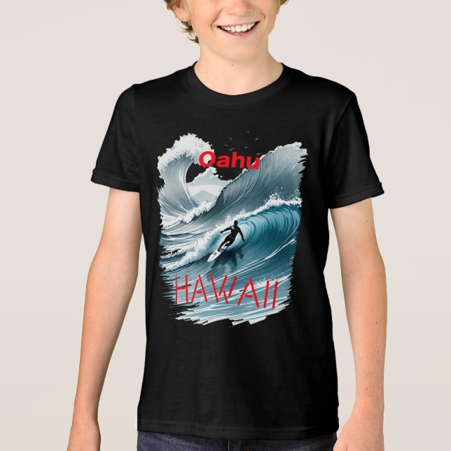 T-shirt En Tri-matière Oahu Hawaii Surf Wave (Recto)