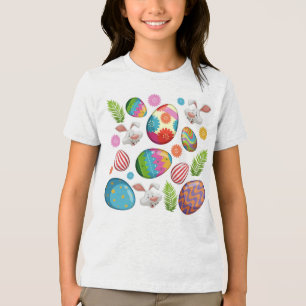 T-shirt En Tri-matière Oeufs de Pâques colorés Visages de lapin-23172