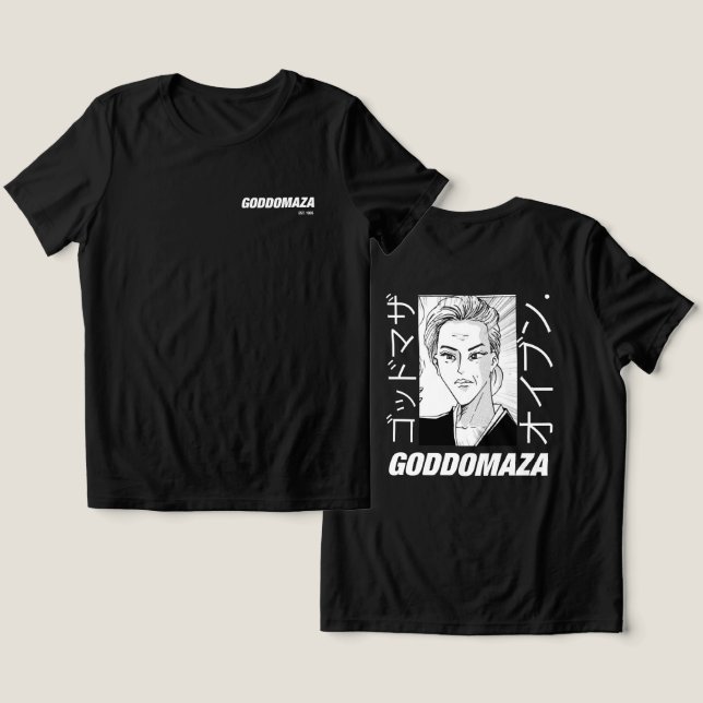 T-SHIRT  EN TRI-MATIÈRE OG MOMOKO TÊTE RETOUR (NOIR) (Design Recto & Verso)