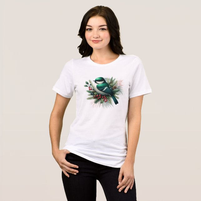 T-shirt En Tri-matière Oiseaux et branches vert émeraude (Recto plein)
