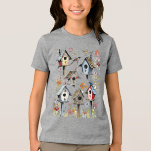 T-shirt En Tri-matière Oiseaux Floraux Et Posters de animaux En Patchwork
