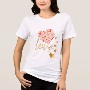 T-shirt En Tri-matière Or Amour Or et Cœur Rose Romantique