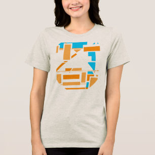 T-shirt En Tri-matière Orange Bleu Circulaire Sud-Ouest Look Abstrait Art