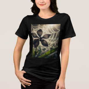 T-shirt En Tri-matière Orchidée noire Spiderweb Floral