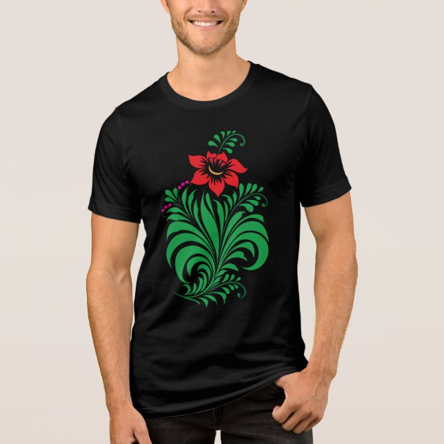 T-shirt En Tri-matière Ornamental Floral Flower Design – Elegant (Recto)