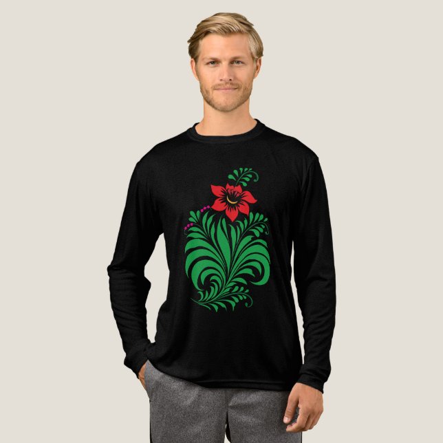 T-shirt En Tri-matière Ornamental Floral Flower Design – Elegant (Recto complet)