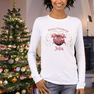T-shirt En Tri-matière Ornement de Noël avec nom