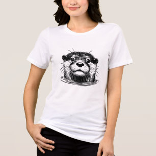 T-shirt En Tri-matière Otter In Water Line Art
