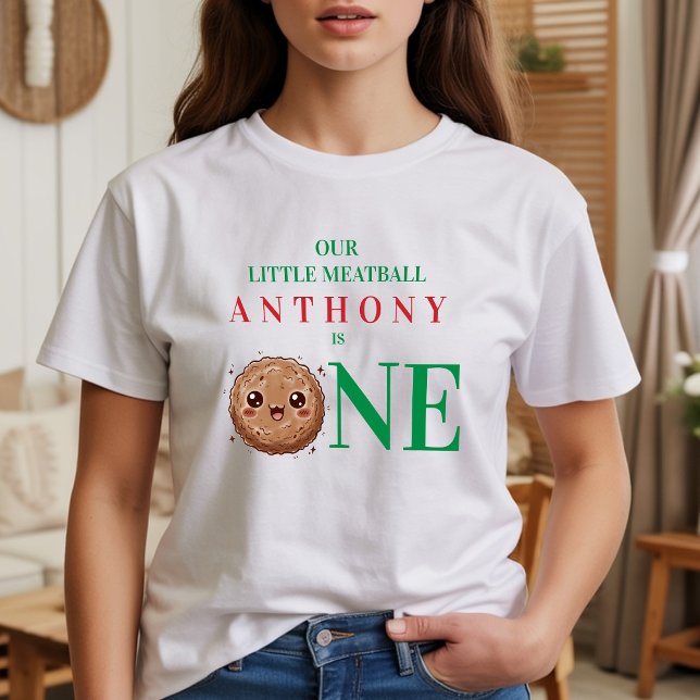 T-shirt En Tri-matière Our Little Meatball is One 1st Birthday  (Our Little Meatball is One 1st Birthday Tri-Blend Shirt)