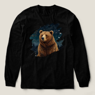 T-shirt En Tri-matière Ours brun rétro paysage d'hiver de minuit