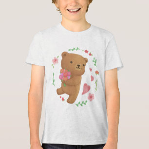 T-shirt En Tri-matière Ours en peluche aux fleurs