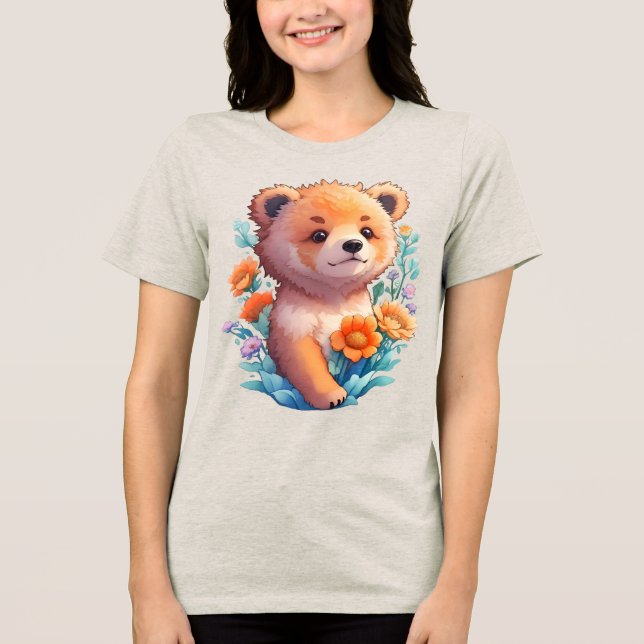 T-shirt En Tri-matière Ours floral (Recto)