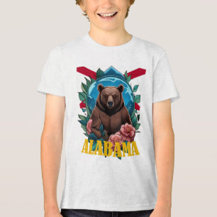 T-shirt En Tri-matière Ours noir entouré de Camellia avec Alabama