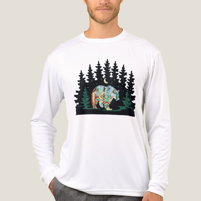 T-shirt En Tri-matière Ours patenté amérindien dans les bois (Recto)