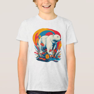 T-shirt En Tri-matière Ours polaire d'alimentation en fleurs