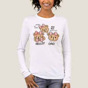 T-shirt En Tri-matière Ourson Mignon Peekaboo Expressions de Dessin Ani