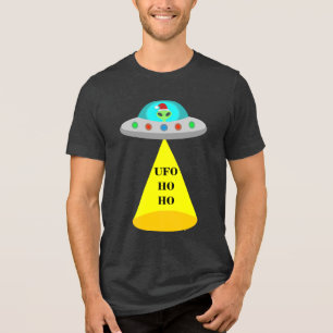 T-shirt En Tri-matière OVNI de Noël Ho Ho Alien soucoupe volante