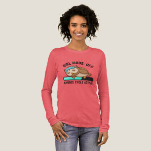 T-shirt En Tri-matière Owl Snooze Mode Désactivé Drôle de Sommeil Manches
