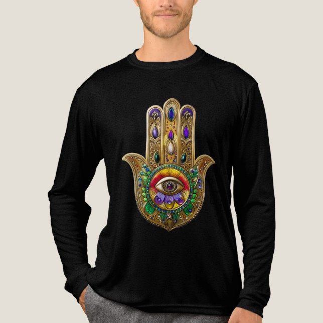 T-shirt En Tri-matière Painted Gold Hamsa Amethyst Ruby Third Eye (Recto)