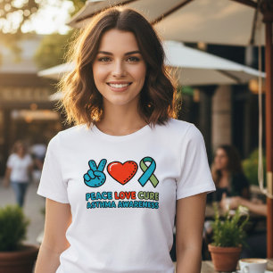 T-shirt En Tri-matière Paix Amour Cure Sensibilisation à l'asthme