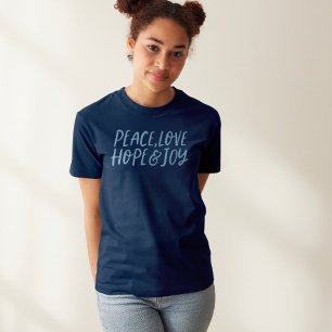 T-shirt En Tri-matière Paix amour espoir joie bleu vacances
